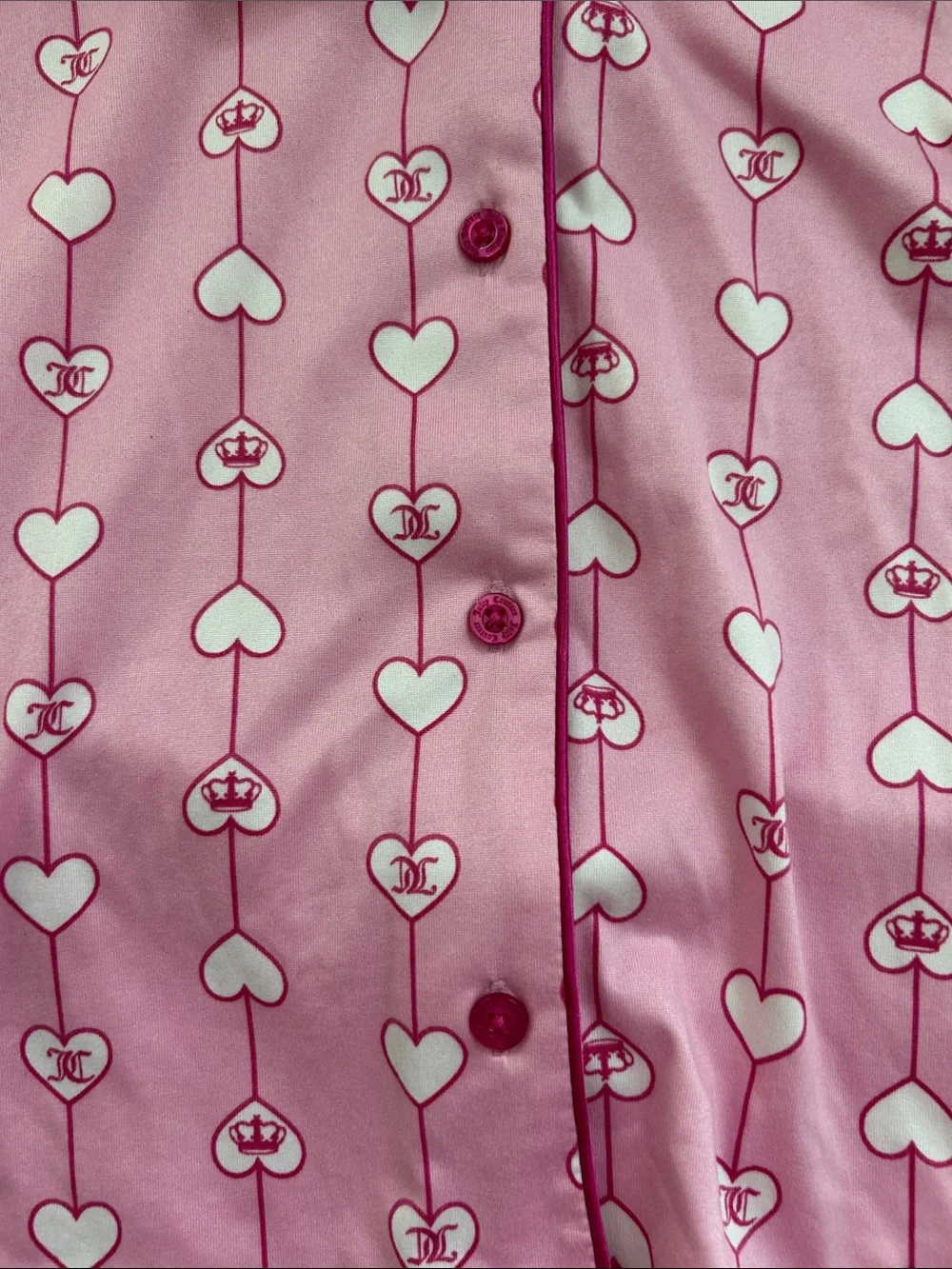Juicy Couture Pink Heart-Print Two-Piece Pajama Set